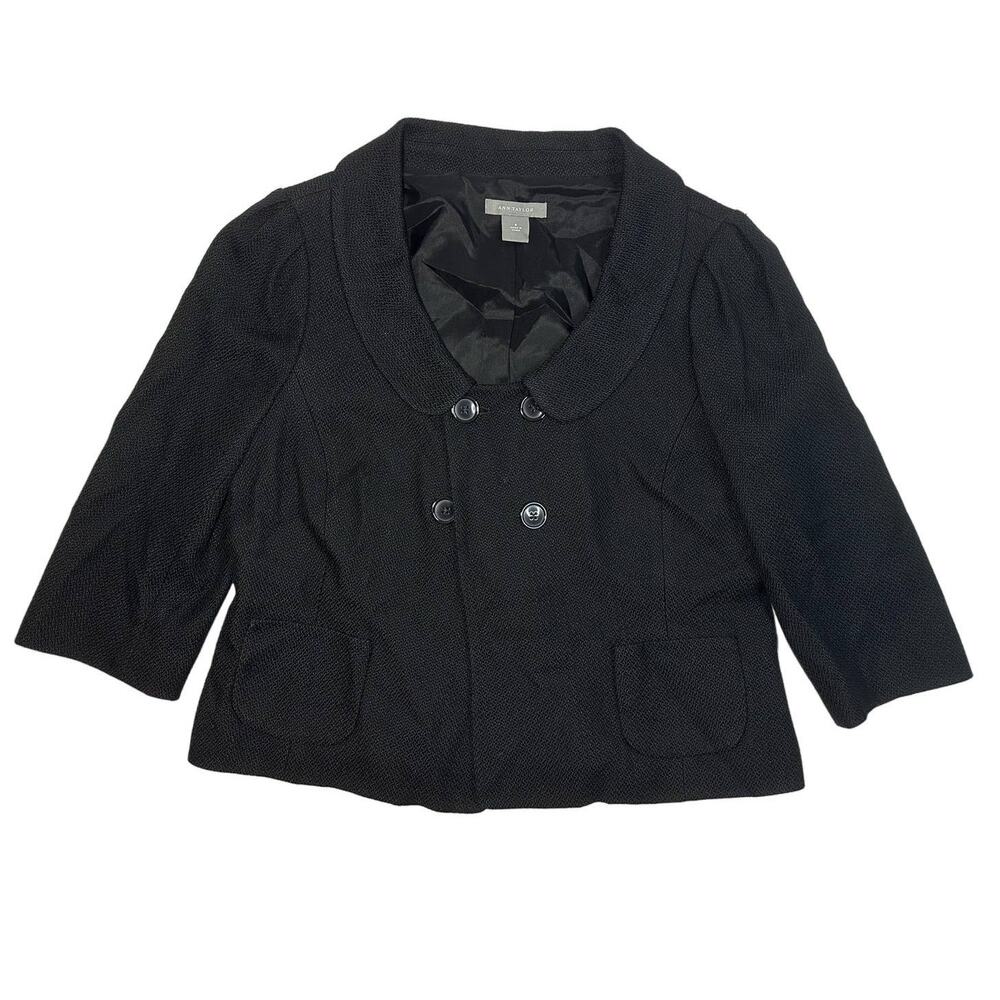 Ann Taylor Black Blazer Woman's 3/4 Sleeve Size 8